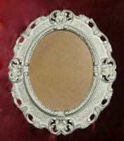 Bilderrahmen Oval mit Glasscheibe Barock Gold Silber Schwarz Weiß 45x38 Fotorahmen Antik Vintage