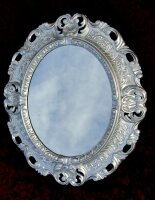 Bilderrahmen Oval mit Glasscheibe Barock Gold Silber Schwarz Weiß 45x38 Fotorahmen Antik Vintage