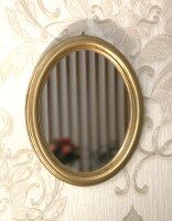 Dekorativer Ovaler Wandspiegel Oval Spiegel Antik Spiegel Klassik Badspiegel Wohnzimmerspiegel Flurspiegel Prunk Spiegel Shabby Chic Hängespiegel Vintage-Spiegel (C35 Gold. 52 cm x 43 cm)