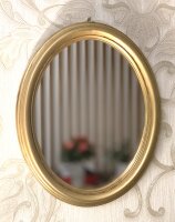 Dekorativer Ovaler Wandspiegel Oval Spiegel Antik Spiegel Klassik Badspiegel Wohnzimmerspiegel Flurspiegel Prunk Spiegel Shabby Chic Hängespiegel Vintage-Spiegel (C35 Gold. 52 cm x 43 cm)