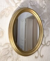 Dekorativer Ovaler Wandspiegel Oval Spiegel Antik Spiegel Klassik Badspiegel Wohnzimmerspiegel Flurspiegel Prunk Spiegel Shabby Chic Hängespiegel Vintage-Spiegel (C35 Gold. 52 cm x 43 cm)