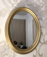 Dekorativer Ovaler Wandspiegel Oval Spiegel Antik Spiegel Klassik Badspiegel Wohnzimmerspiegel Flurspiegel Prunk Spiegel Shabby Chic Hängespiegel Vintage-Spiegel (C35 Gold. 52 cm x 43 cm)