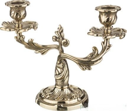 100% Messing ANTIK Kerzenständer Kerzenleuchter 2 Flammen Gold 18 cm , 66,00 €
