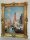 Nostalgie Gemälde Städte Venedig Laguna Boote Wandbild Rahmen Gold 90x70 Kunstdruck Italien Wandkunst 90x70 Wandbild Antik Gemälde Kunstdruckbild mit Barockrahmen Silber