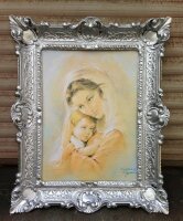 Mutter Kind Maria 56x46 Wandbild Heilige religiöse Kunstdruck Bild mit Rahmen