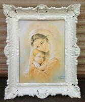Mutter Kind Maria 56x46 Wandbild Heilige religiöse Kunstdruck Bild mit Rahmen