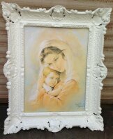 Mutter Kind Maria 56x46 Wandbild Heilige religiöse Kunstdruck Bild mit Rahmen