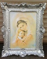 Mutter Kind Maria 56x46 Wandbild Heilige religiöse Kunstdruck Bild mit Rahmen