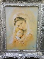 Mutter Kind Maria 56x46 Wandbild Heilige religiöse Kunstdruck Bild mit Rahmen
